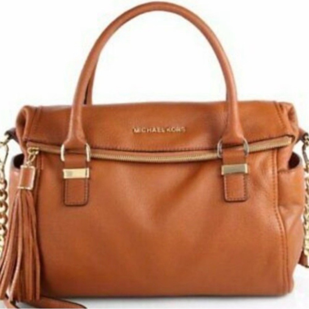 Michael Kors Weston Foldover  Brown Leather Satchel